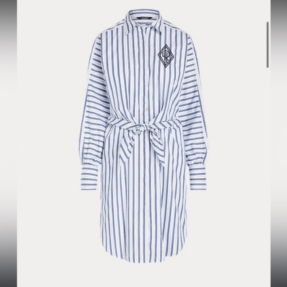 EUC Lauren Ralph Lauren Tie Front Shirt Dress Size 4